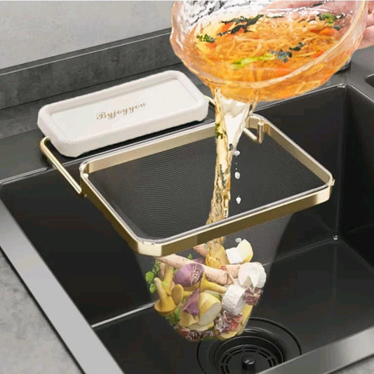 Foldable Kitchen Sink Strainer Basket with 50 Disposable Mesh Bags