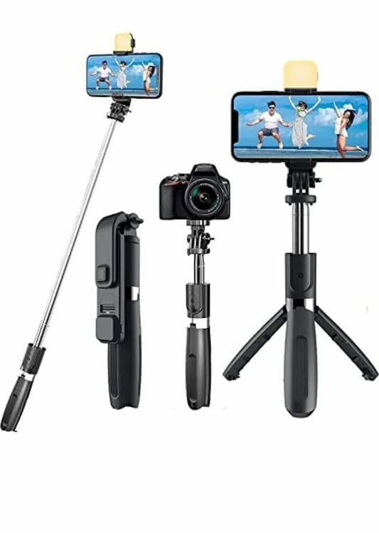 Extendable Flash 3-in-1 Selfie Stick Tripod with Bluetooth Remote