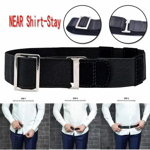 Shirt Tucker Belt Strap Maximum Strech (Fee Size) For Men/Women (unisex)- Black